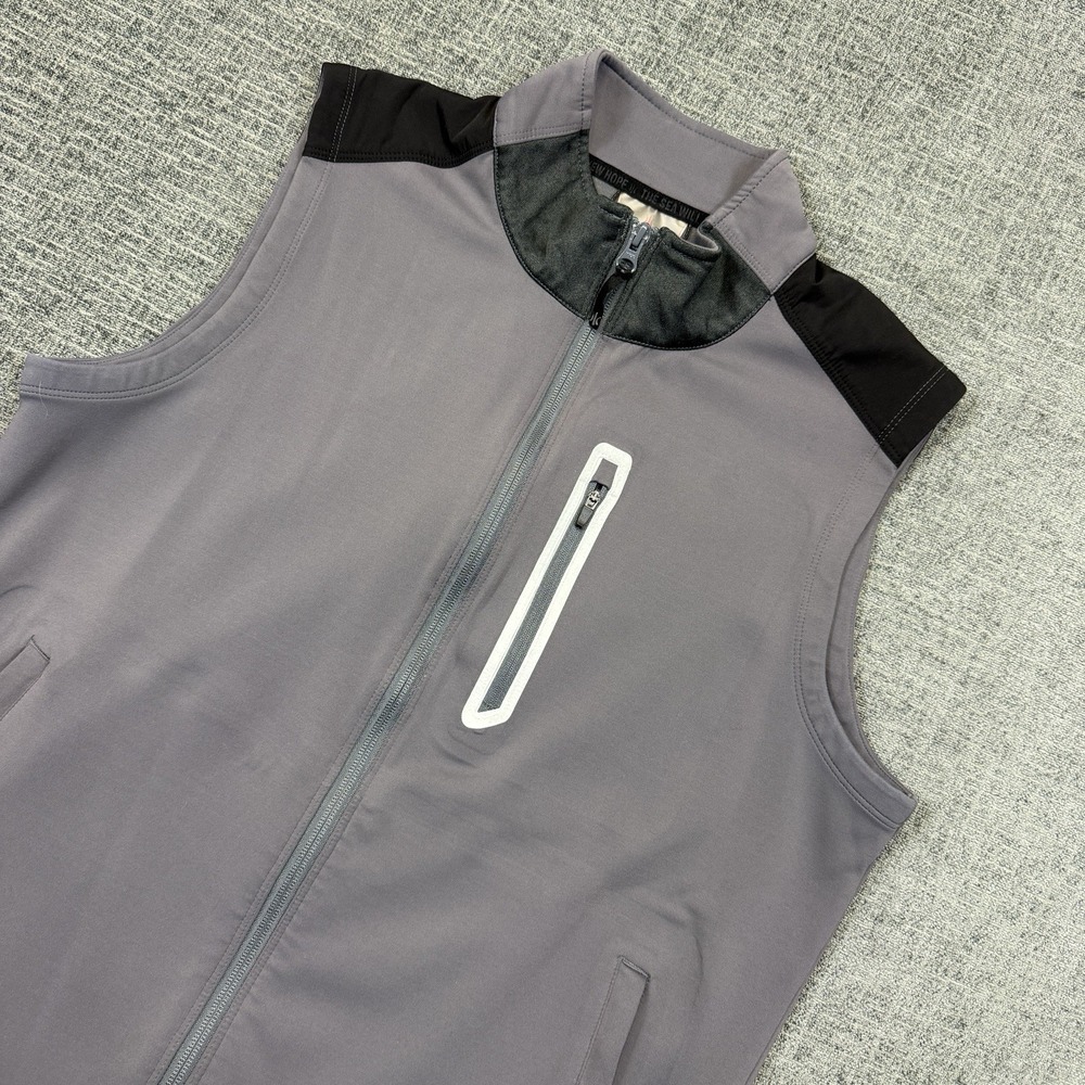 Rhone Vest Mens Large Gray Black Commuter Performance Full Zip‎ Pockets Golf